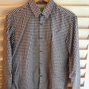 Boss Pink and White Plaid Button Down Shirt